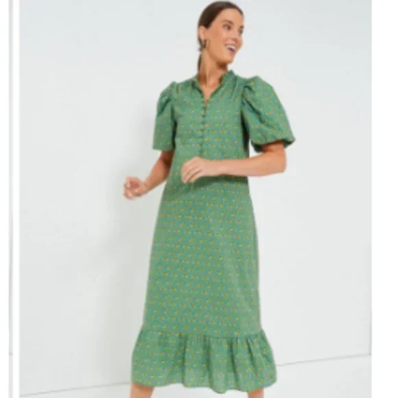 Hyacinth House | Dresses | Hyacinth House New Green Floral Mimi Short  Sleeve Midi Dress Size L | Poshmark